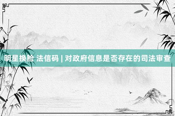 明星换脸 法信码 | 对政府信息是否存在的司法审查